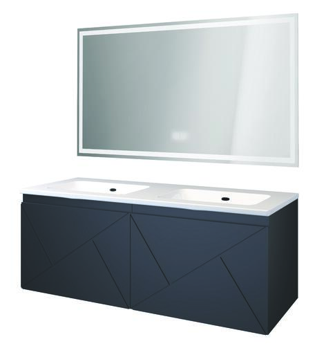 Meuble LONDRES a suspendre 120cm noir avec miroir LED SEVILLE 